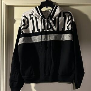 PINK Victoria's Secret Black and White Hoodie